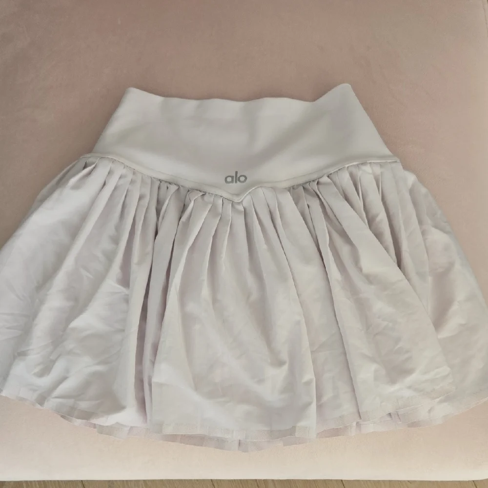 ALO Yoga White Pleated Skater Skirt
